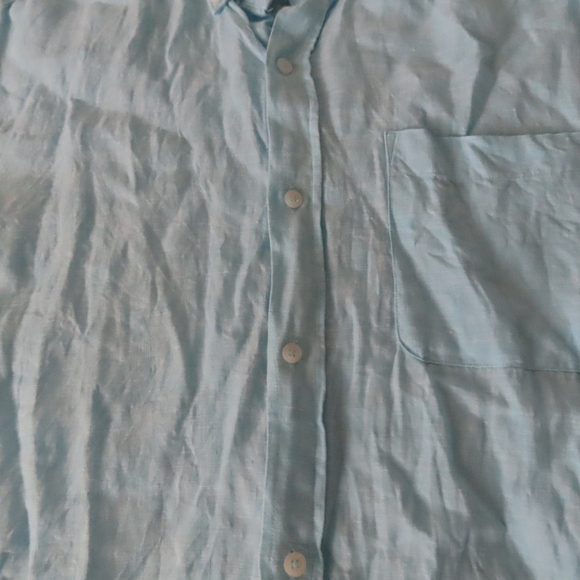 Porter and Ash Shirt Mens XL Blue 100% Linen Button Up Short Sleeve Casual - Picture 2 of 8